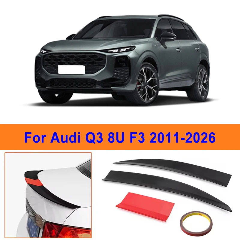 

For Audi Q3 8U F3 2011-2026 3-Section ABS Rear Trunk Spoiler 115-125cm Adjustable Sports Decor Top Wing Car Exterior Parts