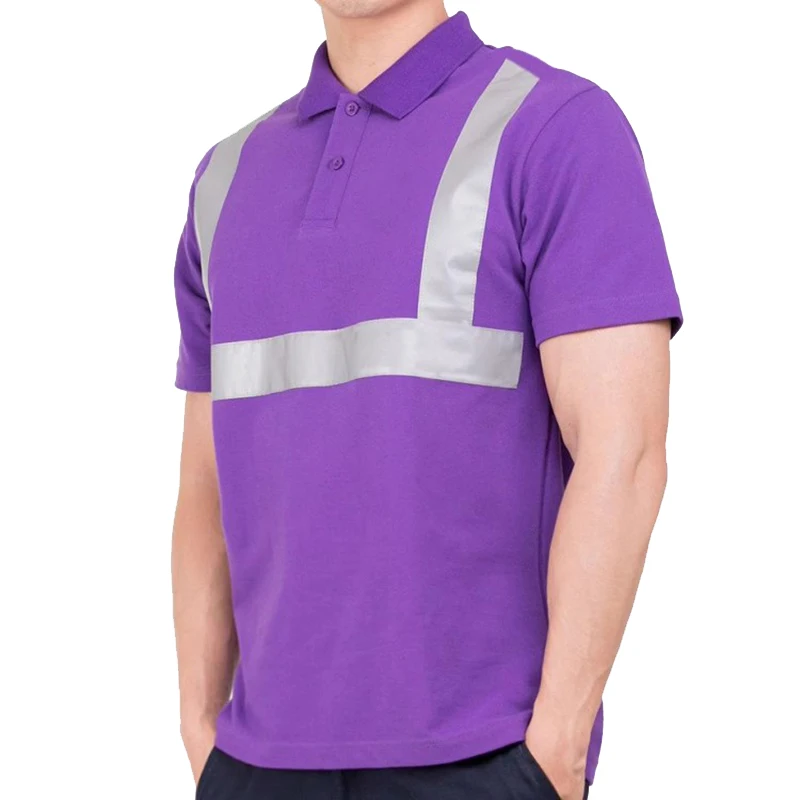 Reflective T-shirt Men Work Breathable and Quick-dry High Visibility Tshirt Cotton Short Sleeve Safety Construction Polo Shirts