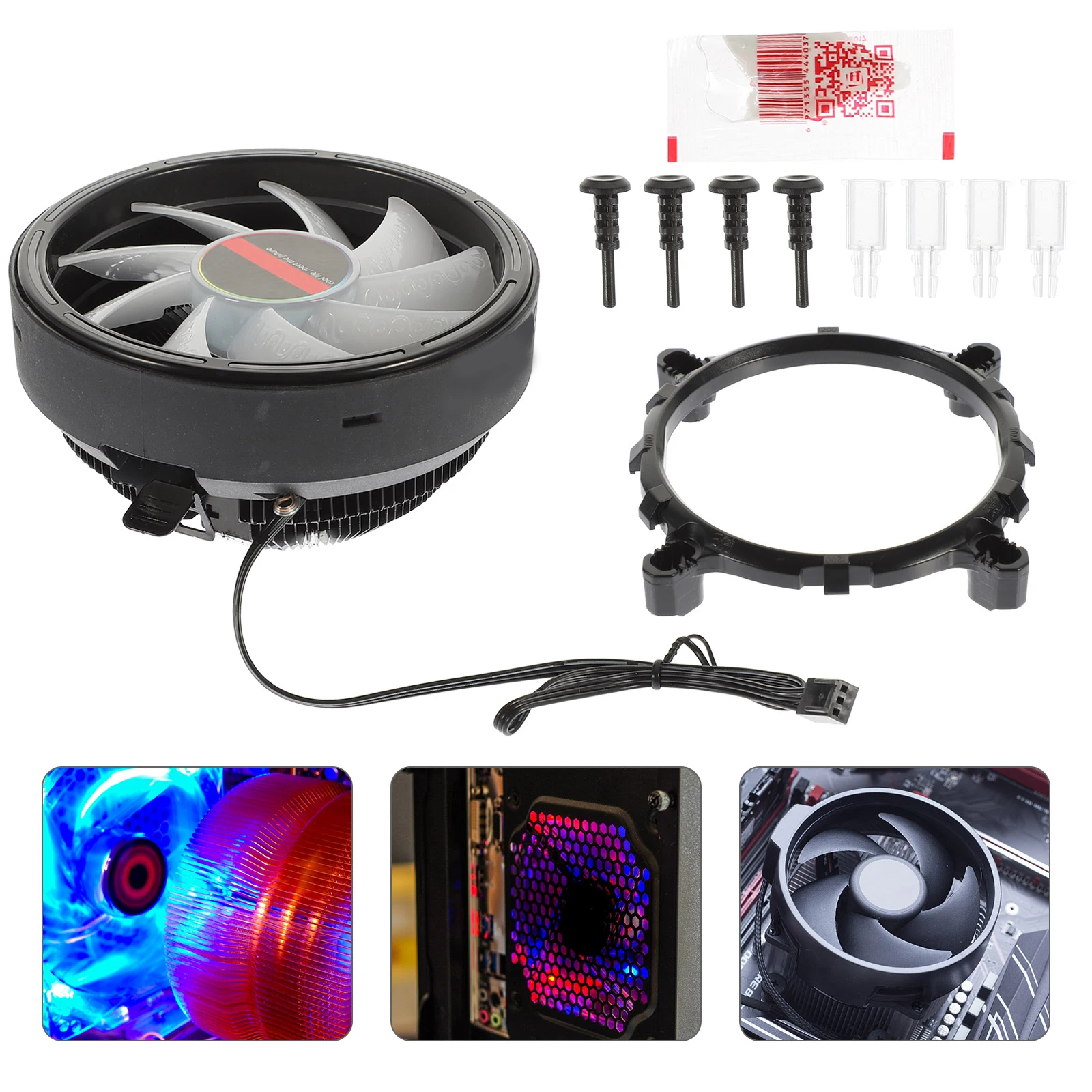 

Desktop Computer Radiator Colorful Light CPU Cooler Heat Dissipation High Efficiency Aluminum Fan Quiet RGB LED Cooling Fan