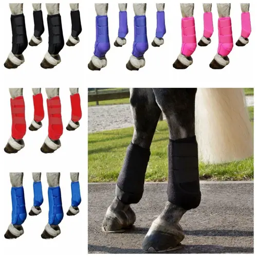 4 unids/set de botas deportivas coloridas para caballos, duraderas, 3 tamaños, envolturas para piernas de caballo, fáciles de usar, cómoda protección para piernas delanteras y traseras