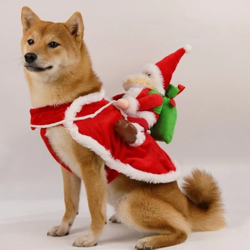 

Pet New Santa Claus Riding Pet Christmas Dog Clothing Cat Christmas Clothing Shiba Inu Christmas Clothing