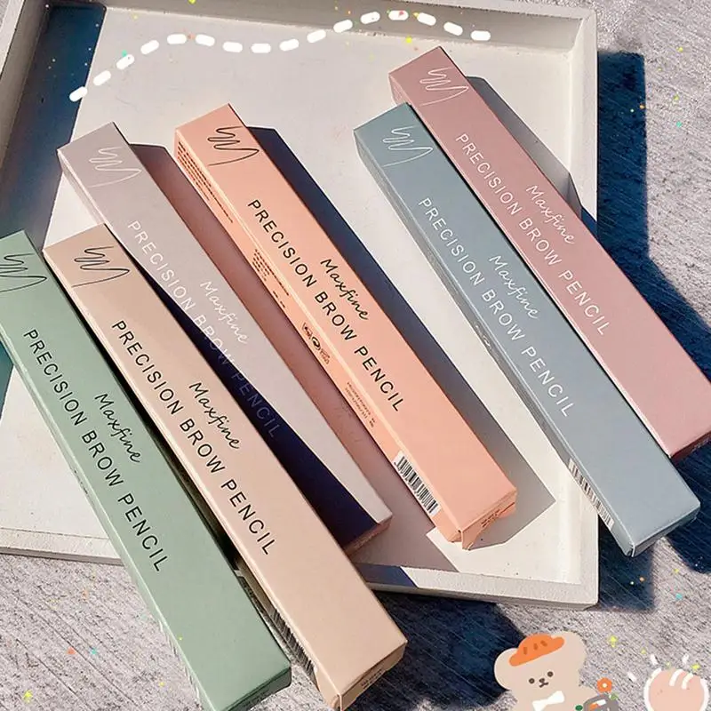 Waterproof Brow Pencil Natural Eyebrow Pencil Strong Shape Fine Refill High Saturation Double Head Eyebrow Pencil Silky 6 Colors