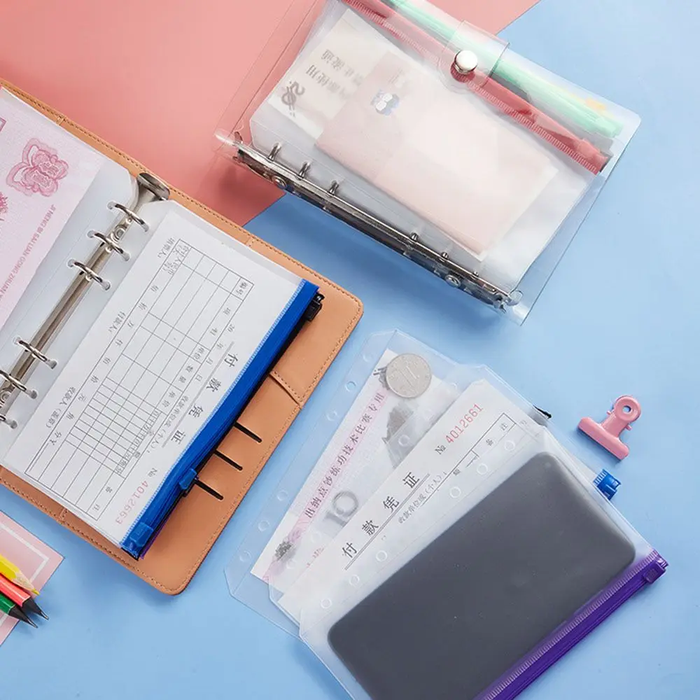 Envelopes Document Filing Bags Pouch Organizers 6 Ring A5 A6 Size Binder Zipper Folders Notebook Binder Binder Pockets