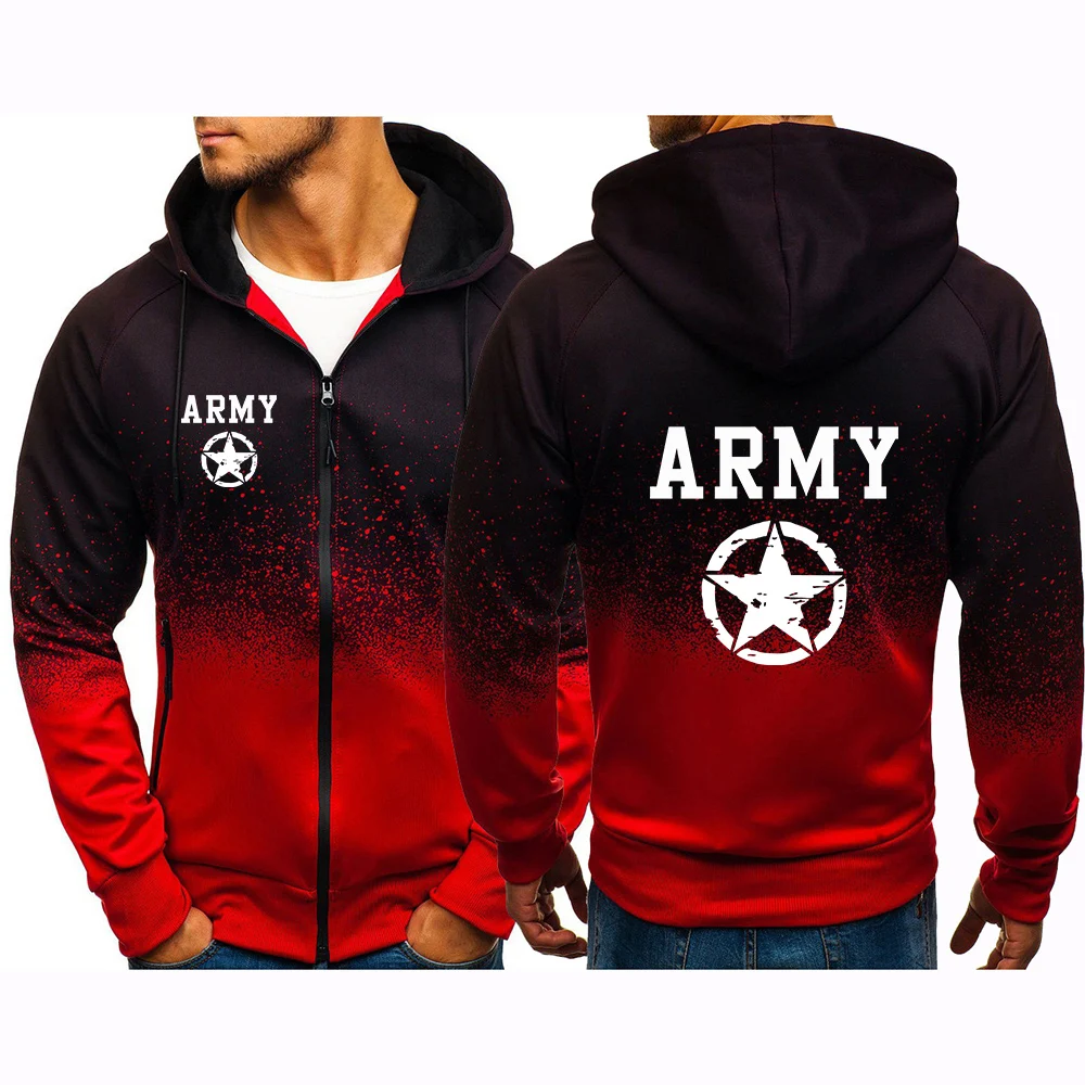 ARMY And Five Pointed Star Spring Autumn Massey Ferguson Print Popular Gradient Color Jackets Sweatshirt Men's Hoodies