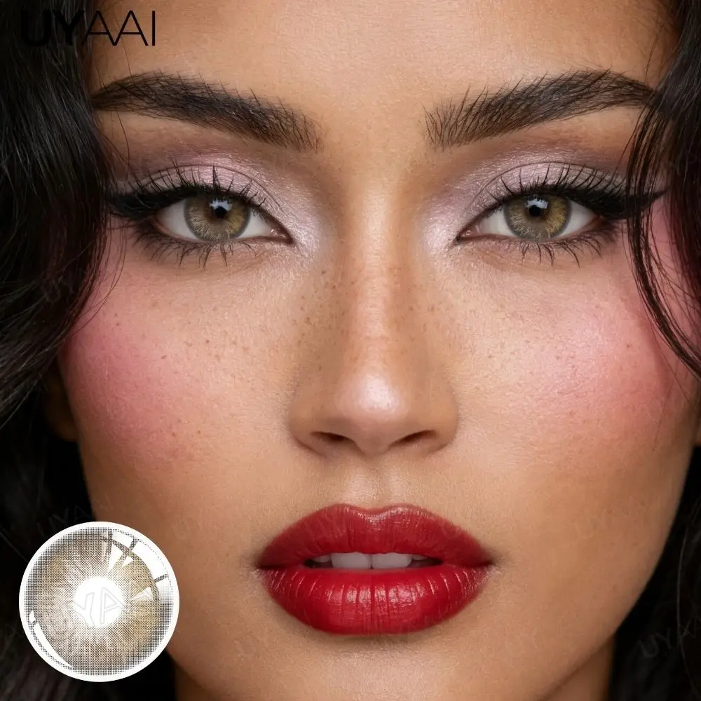 UYAAI 1 Paar farbige Kontaktlinsen für die Augen, natürliche braune Linsen, Schönheitslinsen, graue Linsen, Augenkontaktlinsen für Frauen, hochwertige Linsen – Detail 12