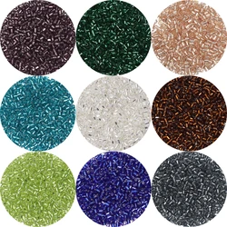 430-2100pcs 2mm Silver Color Inside Seed Beads Tube Shape Czech Glass Bead Jewelry Making Bags Clothing Sewing DIY Accessories
