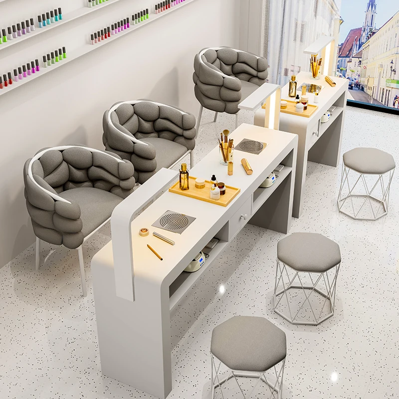 Moderner Staubsammler-Nageltisch, ausgefallener Schönheits-Designer-Nagelschreibtisch aus Holz, Salon-Workstation, luxuriöse Mesas Manicuristas-Möbel