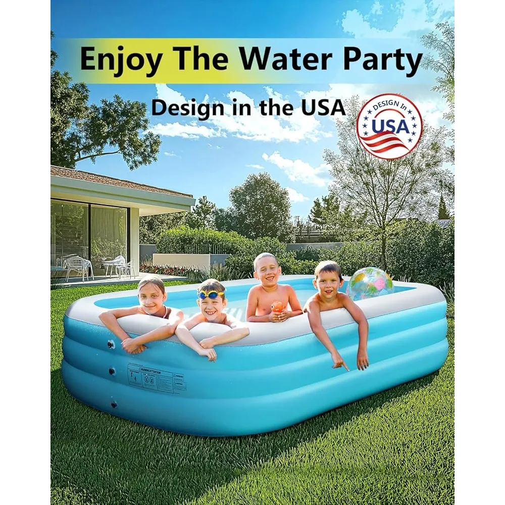 Inflatable Pool for Kids and Adults Full-Sized Inflatable Swimming Pool Leakproof Blow Up Above Ground for Summer Water Party