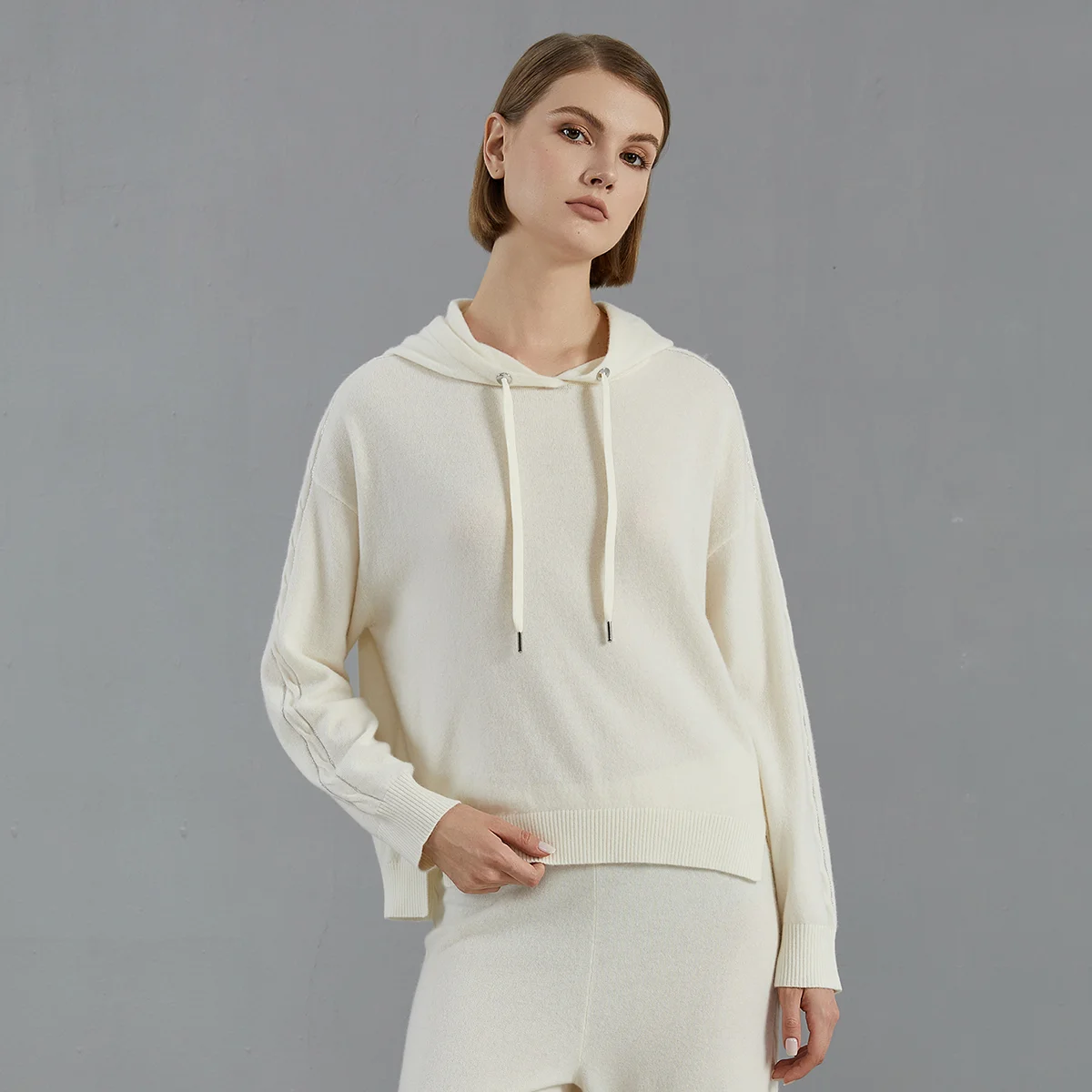 

BC828 Роскошный женский пуловер из 100% кашемира, вязаный свитер с капюшоном, модная удобная кашемировая одежда высокого качества