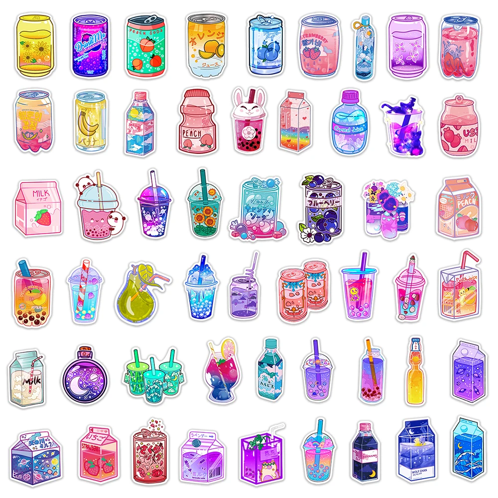 10/30/50PCS Cute Drink INS Style Cartoon Stickers Cartoon DIY Skateboard Fridge Motorcycle Luggage Waterproof Graffiti Sticker