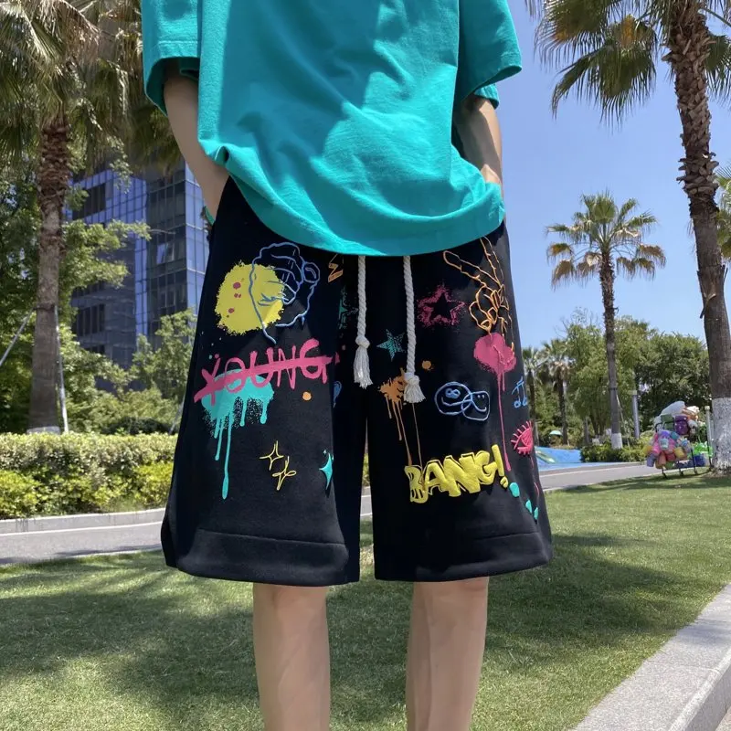 Summer New Fashionable Trendy Printed Cartoon Beach Shorts for Men's Casual Loose Outdoor Sports Large Size High Quality Shorts