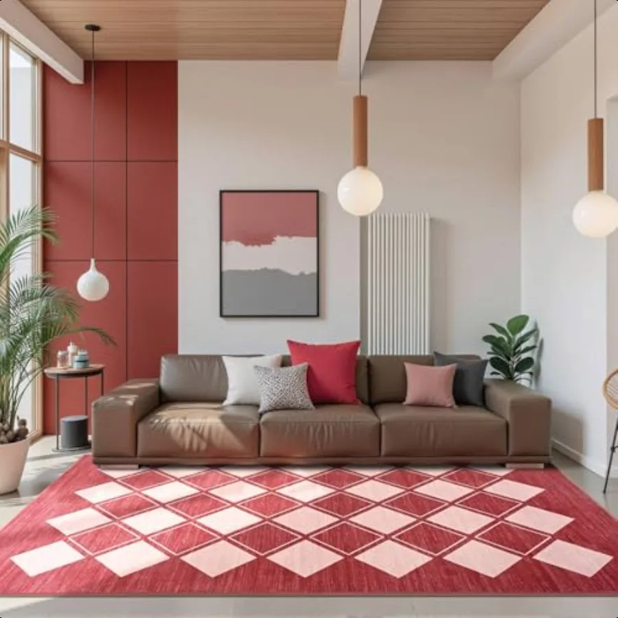 

5x8 Washable Area Rug for Bedroom Living Room Checkered Rug NonSlip Fuzzy Fluffy Indoor Modern Carpe for Home Aesthetic Decor R