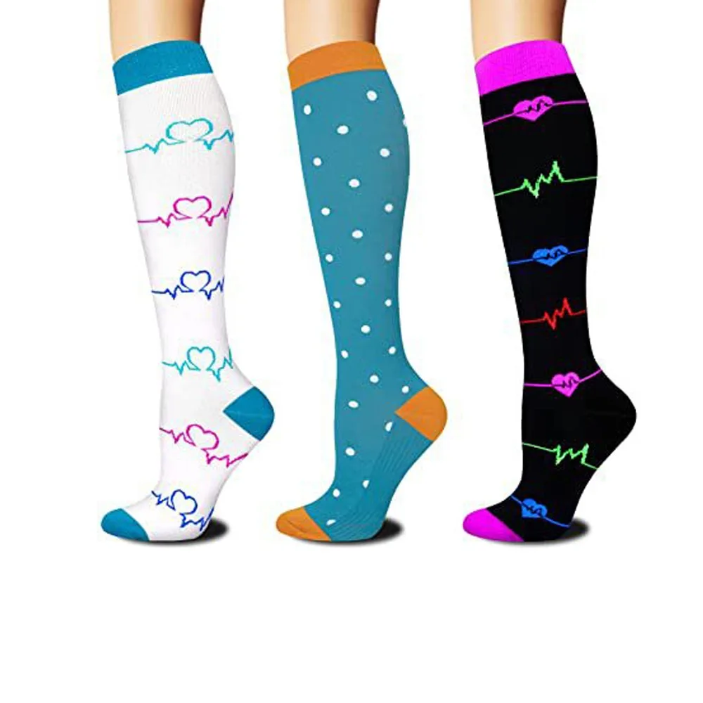 

3 Pairs Elastic Compression Socks Swelling Reduction Varicose Vein Relief Compression Hosiery Comfortable Calf Stockings