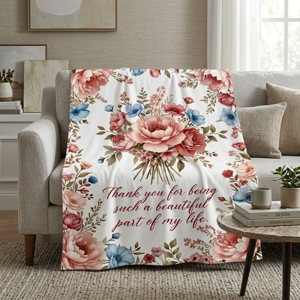 Pink Peony & Blue Floral 