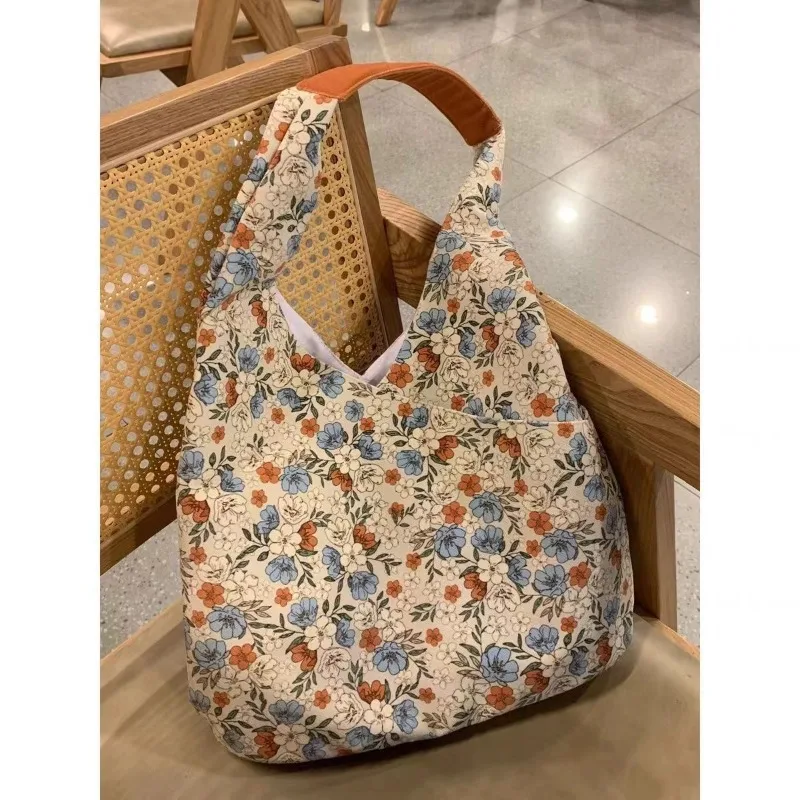 

Summer New Ins Style Oil Painting Flower Canvas Bag Fairy Casual Versatile Shoulder Bag Tote Bag Women's Handbag