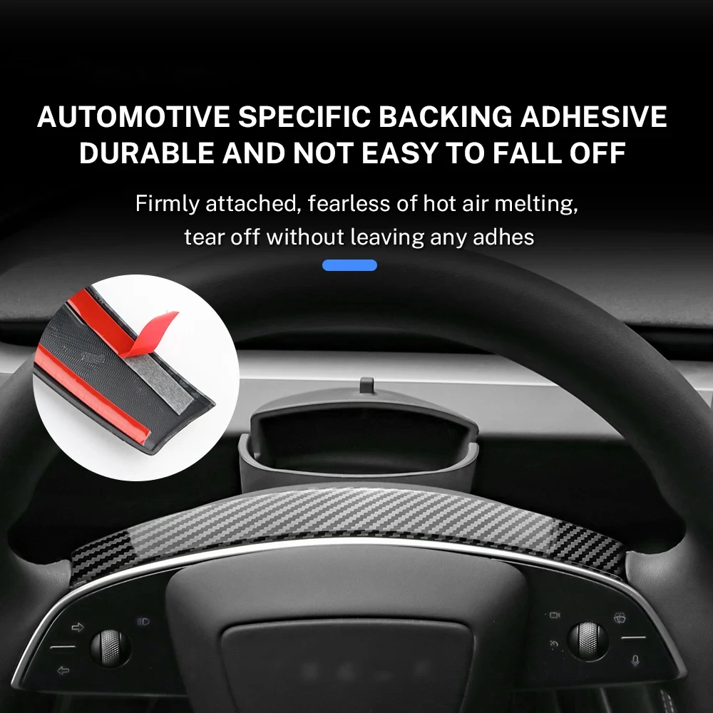 For Tesla Model 3 Highland Model Y Juniper (2024-2026) Car Steering Wheel Trim Strip Cover Panel Carbon Fiber ABS Stickers view 4
