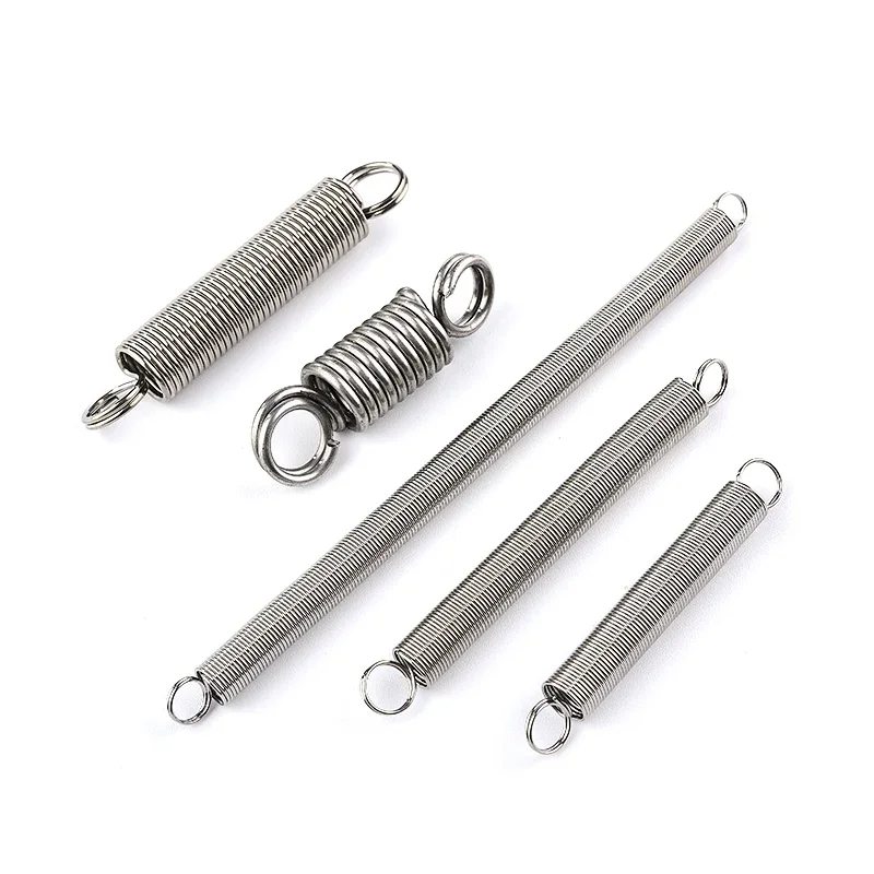 6Pcs Wire Diameter 0.3mm 0.4mm 0.5mm O Ring Hook Tension Spring 304 Stainless Steel Closed Hook Extension Spring