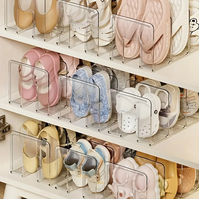 3-Pack Acrylic Shoe Organizer Dividers – Double Layer Space-Saving Storage Rack for Slippers and Shoes,Shoe Storage Organizer