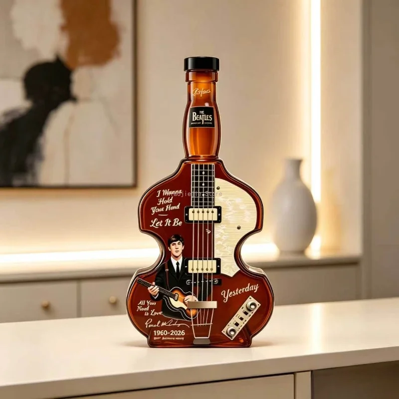 Guitar-Shaped Glass Wine Bottle Decanter Novelty Spirit Home Desktop Bar Ornament Stylish Holiday Gift