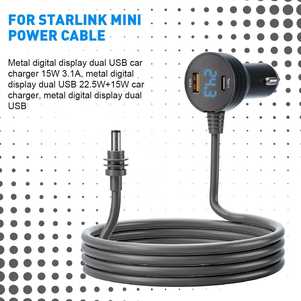 شاشة ديجيتال 3 متر لـ StarLink Mini 4 Generation شحن السيارة الرقمية إلى سلك طاقة تيار مستمر محول سيارة متعدد الوظائف 2025 J0Z8 #4