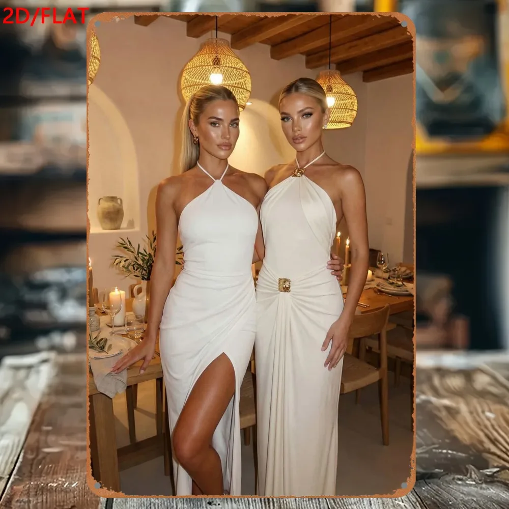 CIFBUY Modern Women Aluminum Wall Art Waterproof Durable Metal Sign for Studio Bar Club Shop Dressing Room Home Decor
