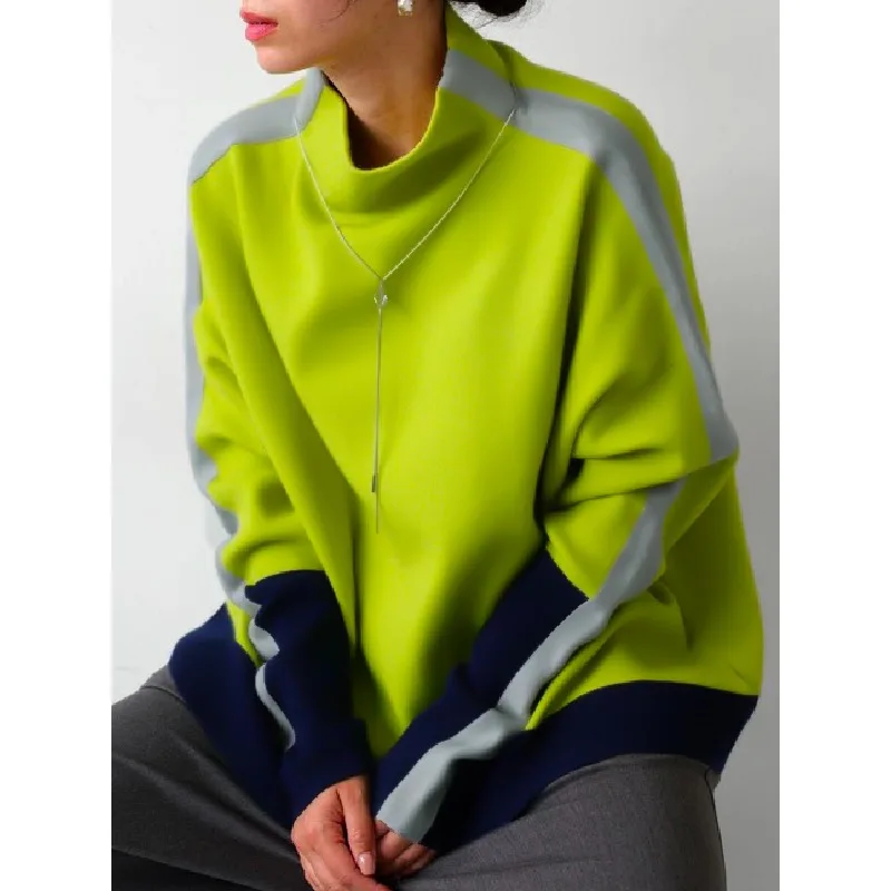 

Tinaa Contrast Color Plus Size Turtleneck Sweater Womens 2025 Winter Warm Long Sleeves Loose Fit Knitted Commute Jumpers 187068
