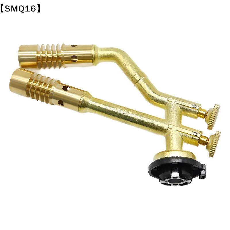 Dual-Head Gas Torch Adjustable Brass Welding Heating Flame Burner High Temperture Propane Butane Welding Torch【SMQ】