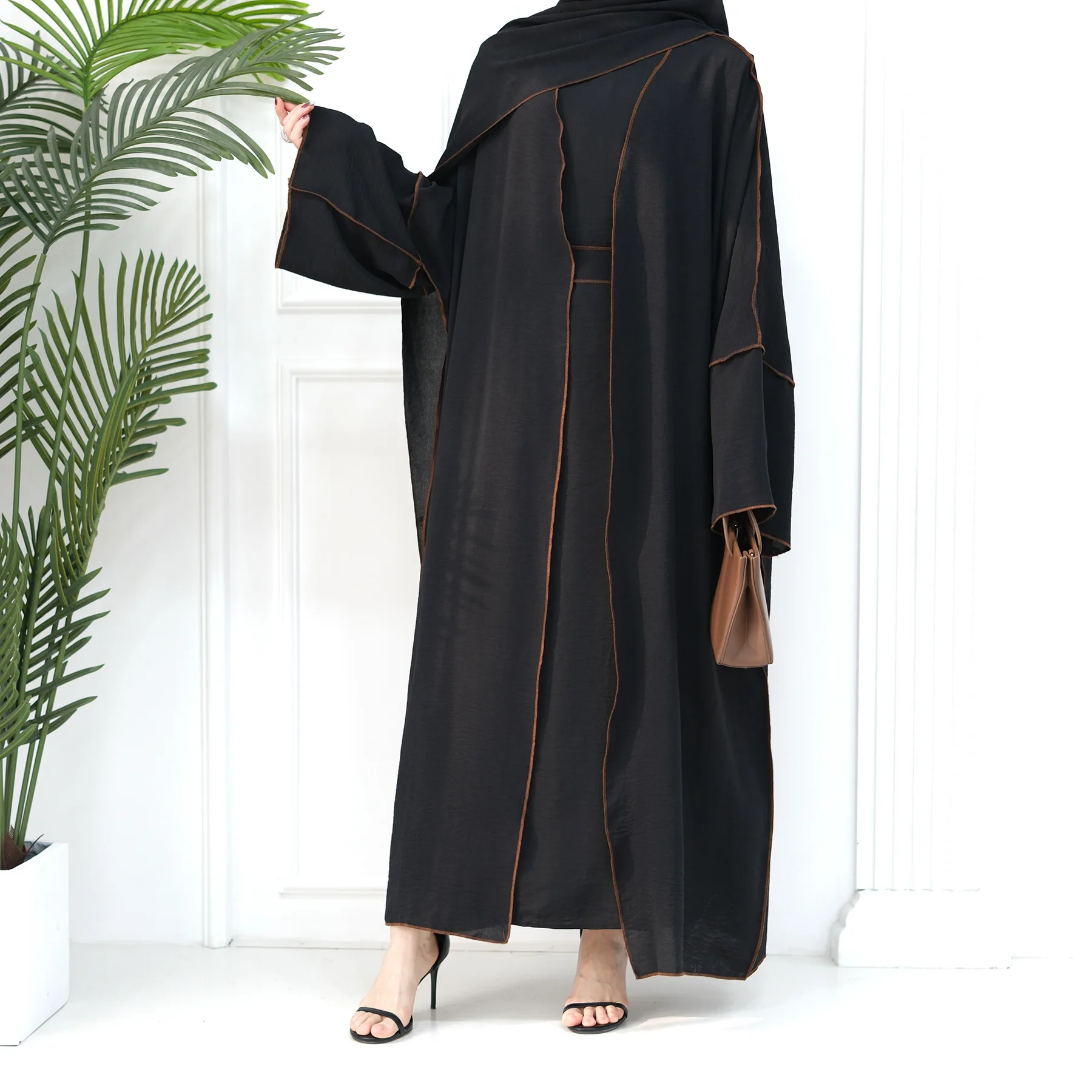 2024 New EID Modest Abaya Muslim Dress Dubai Kaftan Muslim Clothing Femmes Robe Musulmane Muslim Arab Women 2 Piece Aabay Set