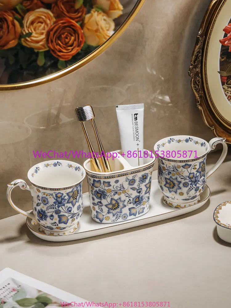 French retro ceramic mouthwash cup high value combination set