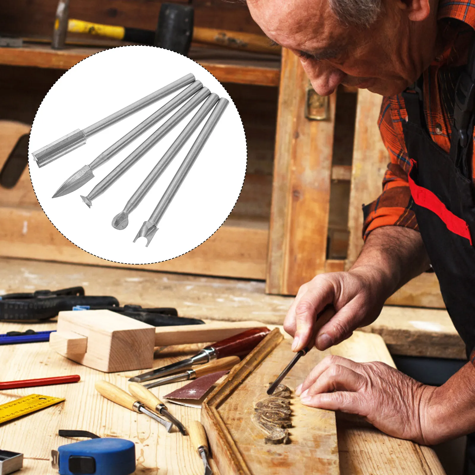 1Set Engraving Cutters Set Wood Carving Tools Kit for Delicate Detailed Carving Wood Craft Engraving Electric Rotary Tool