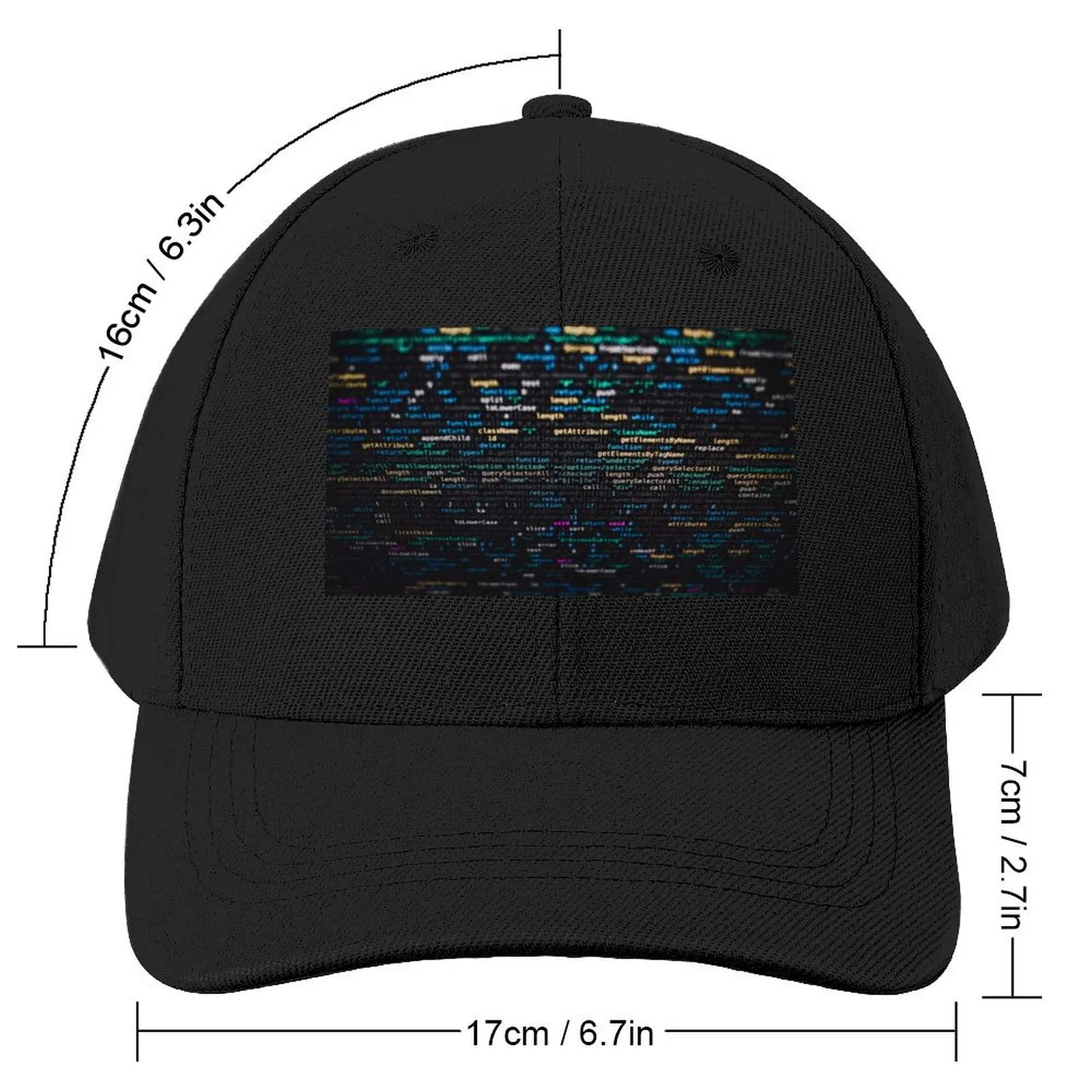 Software Developer Programming Code on Black Background Baseball Cap Hat Man For The Sun Big Size Hat Woman Men's