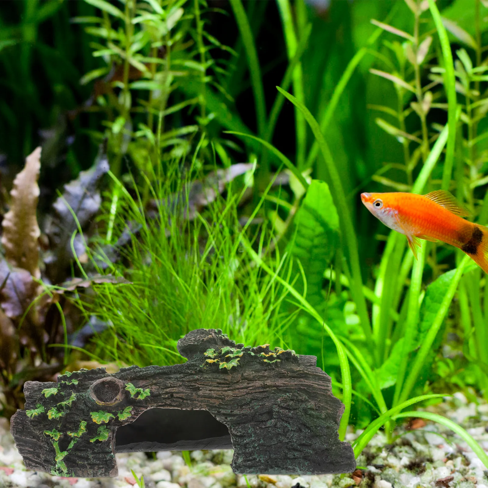 

Creative Resin Tree Trunk Ornament for Aquarium and Terrarium, Large Hideaway Shelter for Fish Reptiles Hermit Crabs, Realistic