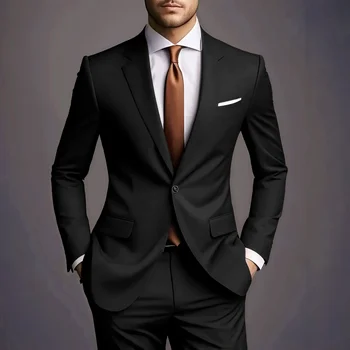 2026 New Luxury Elegant Men's Suits 2 Piece Set Fashion Korean Casual Slim Fit Social Groom Wedding Tuxedo 6