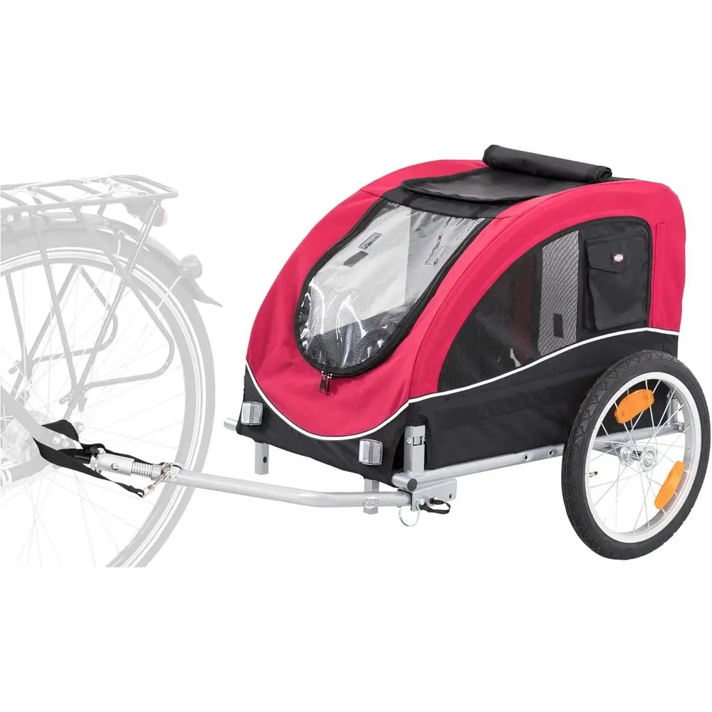 

Pet Bicycle Trailer for Dogs up to 48lbs - Features Fast Wheels, 2 Doors, Safety Leash, Waterproof Carrier - 50x25x26.5in - Blac