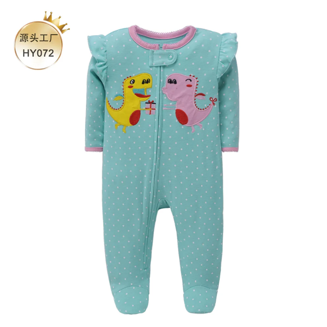 3-12M Newborn Baby Jumpsuit Long-sleeved Cotton Thin Newborn Baby Four Seasons Clothes Pajamas Feetcover Toddler Boys Girls