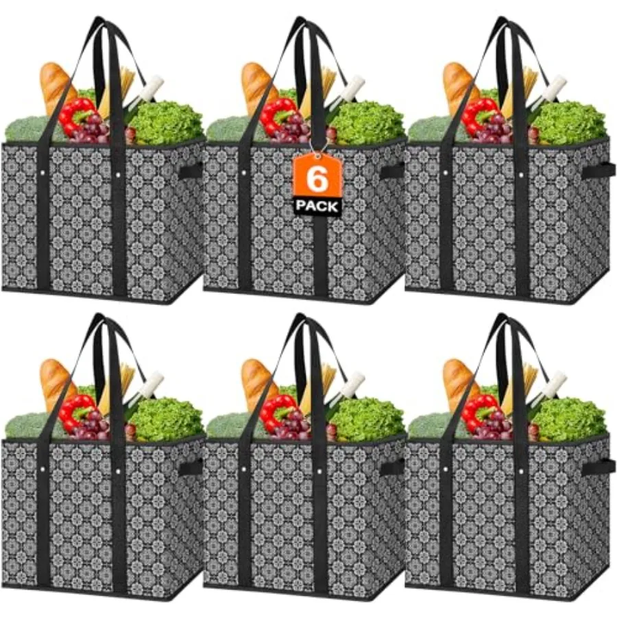 

Reusable Grocery Bags [6 Pack], Large Grocery Tote Bag Water Resistant Shopping Bags Foldable Grocery Bag for Clothes, Shoes an