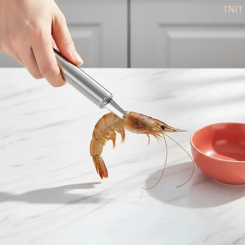 [J] Stainless Steel Shrimp Deveiner Tool With Sharp Tip Easy Grip Handle For Kitchen Seafood Processing Fruit Pitting