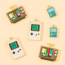 10Pcs 3 Styles Retro Enamel Old-school TV Game Console Charms for Making Funny Earrings Pendants Jewelry Gift for Kids Friends