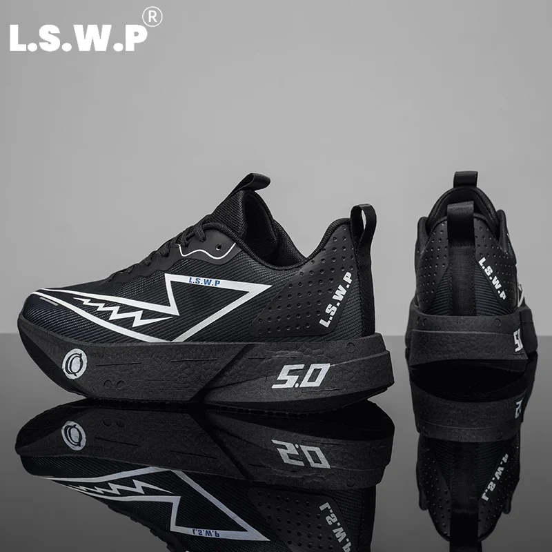 Men's Casual Sports Shoes, Unisex Carbon Plate Running Shoes, Hollow Mesh Upper for Breathability and Heat Dissipation, High-Elastic Midsole for Cushioning and Shock Absorption, Effective Knee Protection. Non-Slip Outsole Suitable for Asphalt and Plastic Tracks, Multi-Colored Trendy Styles, Suitable for Long-Distance Running, Racing, and Everyday Travel.