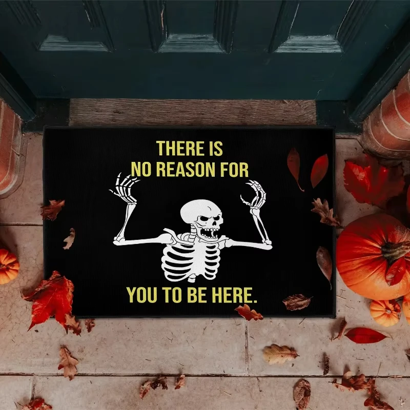 VIKAMA Willkommensmatte im amerikanischen Stil mit schrulligem Totenkopf für Eingangsbereich und Wohnzimmer, mit einzigartiger Slogan-Design-Dekoration.