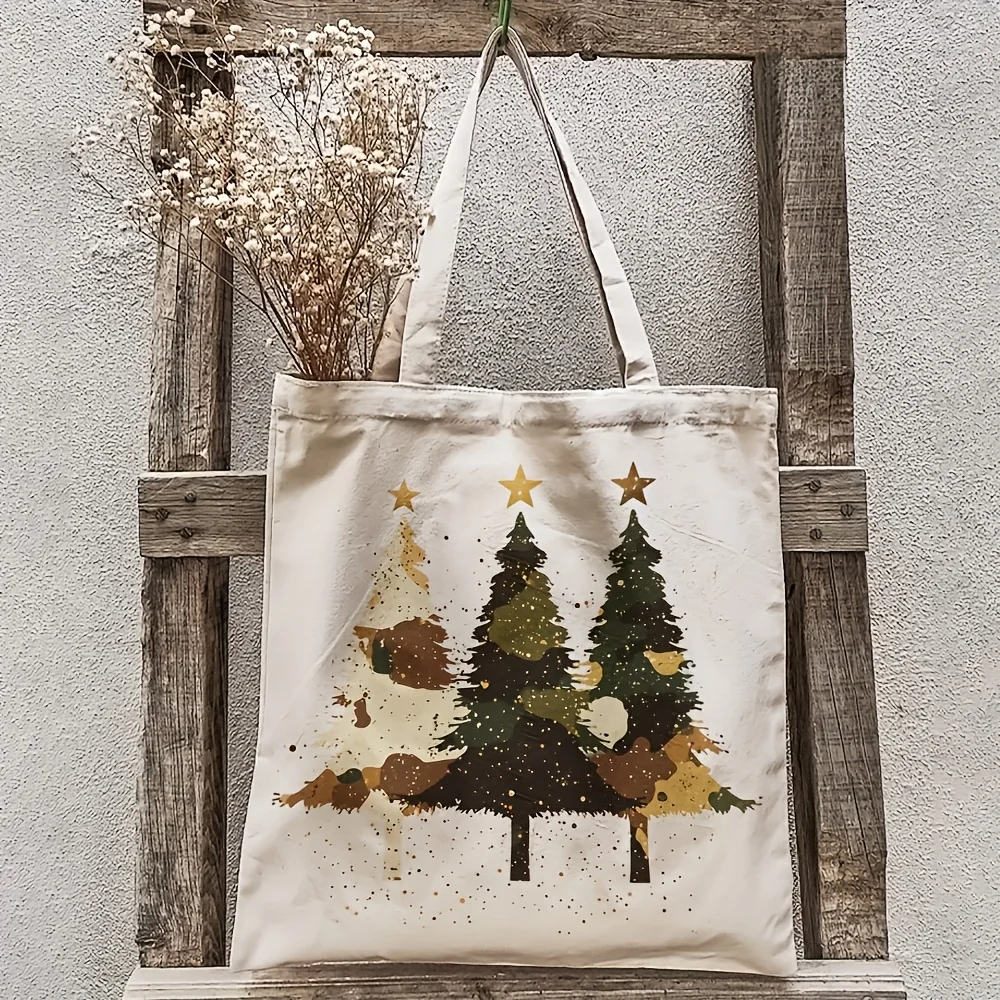 Christmas Tree Tote Bag, Reusable Shopping Bag, Holiday-Themed Shoulder Bag, Suitable for Daily Shopping, Commuting, School, Sho