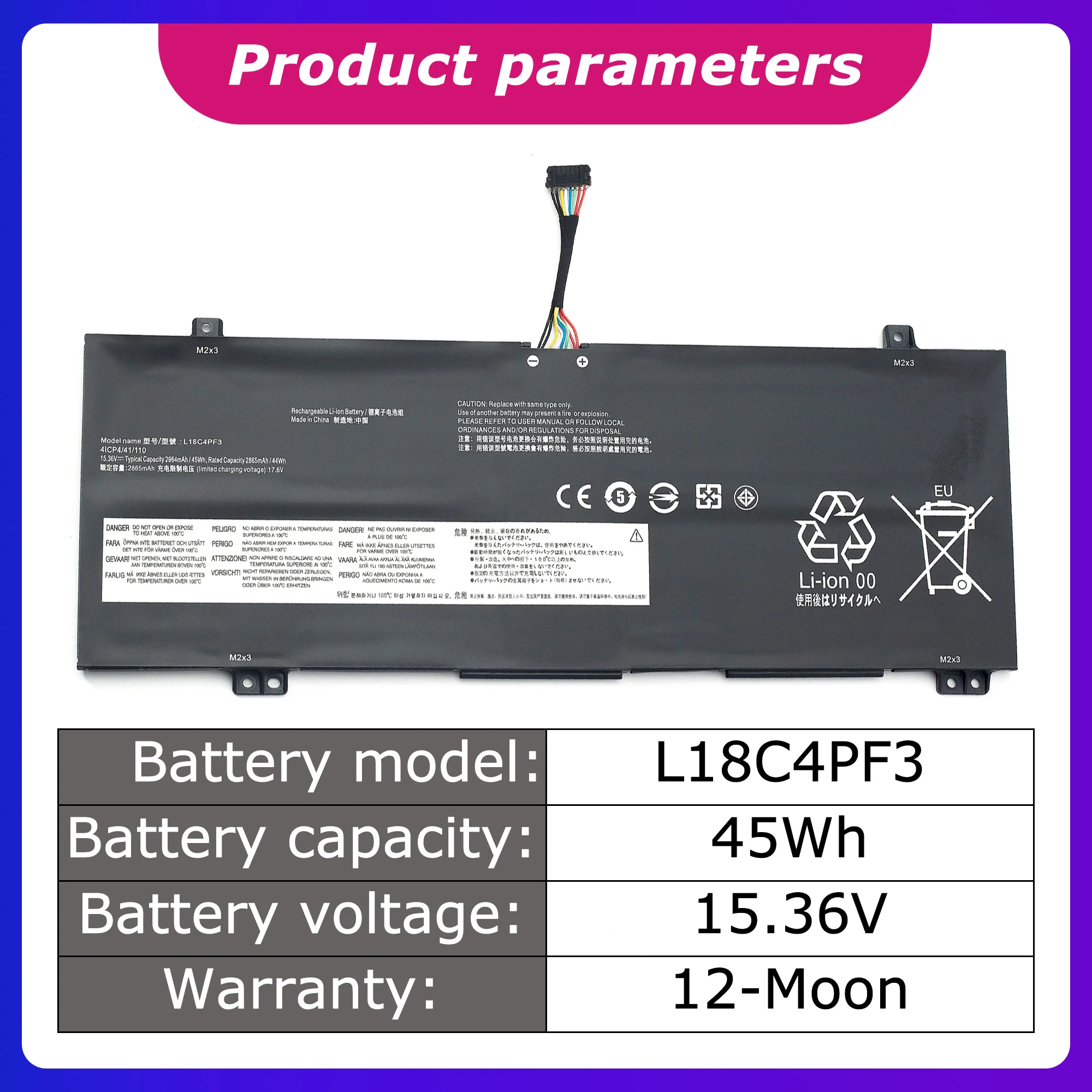 L18C4PF3 45Wh 15.36V laptop battery L18C4PF3 for Lenovo Ideapad Flex-14IML/Flex-14IWL/Flex-14API series C340-14IWL/S540-14API
