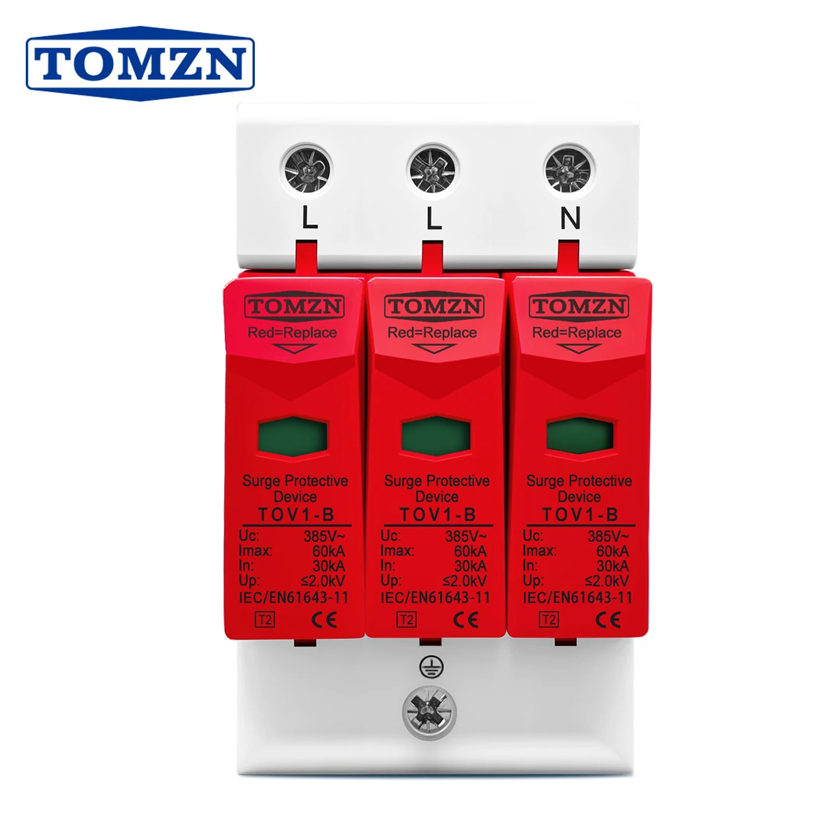 

AC SPD 3P 30kA~60kA B ~385VAC House Surge Protector Protective Low-voltage Arrester Device
