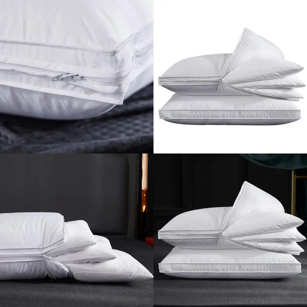 

Подушки Queen Size с регулируемой высотой и наполнителем из гусиного пуха, со съемным чехлом, подходят для сна на животе и на спине, комплект из 2 штук