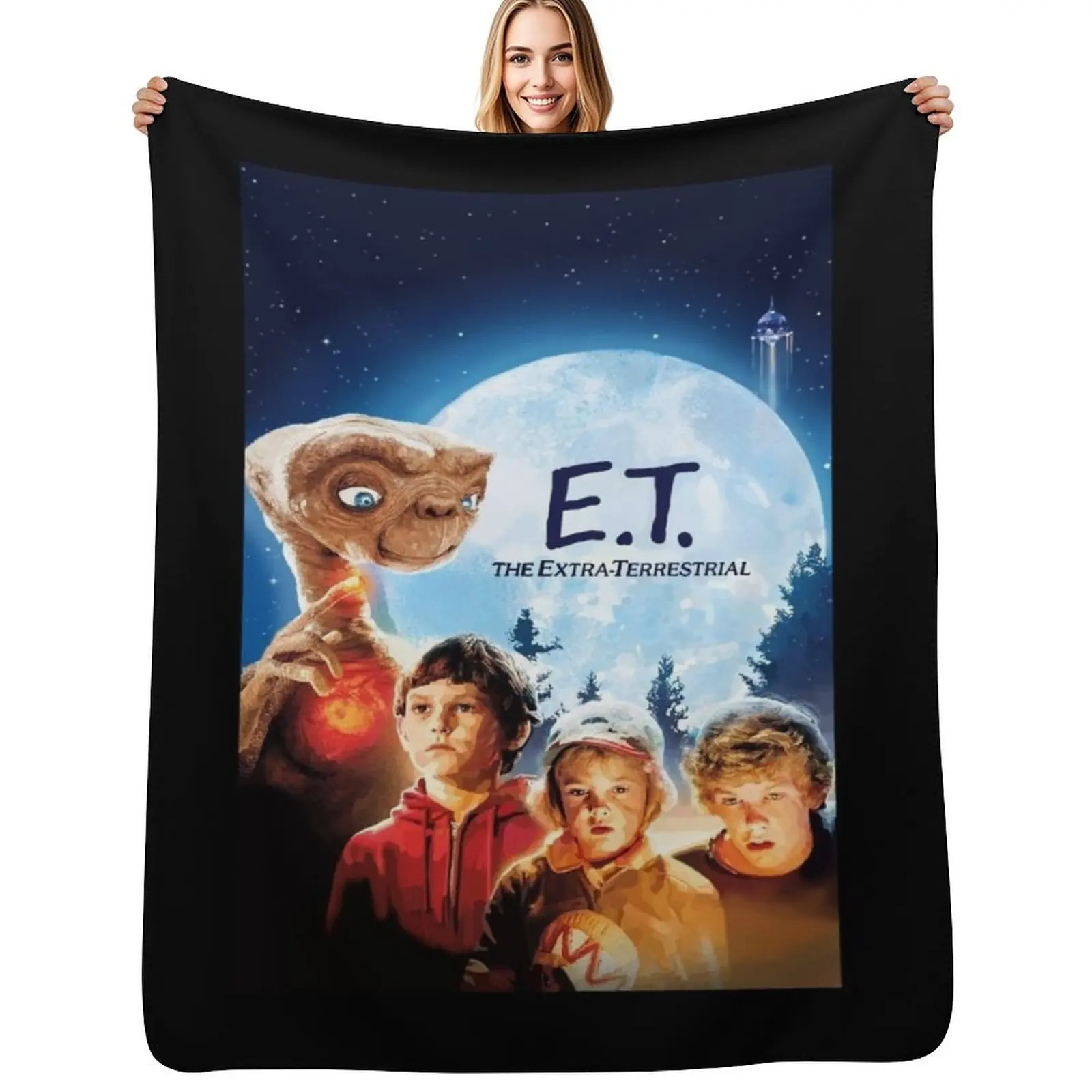 

E.T. The Extra- Terrestrial Digital Illustration Throw Blanket Flannel Fleece Soft Warm Throw Blanket