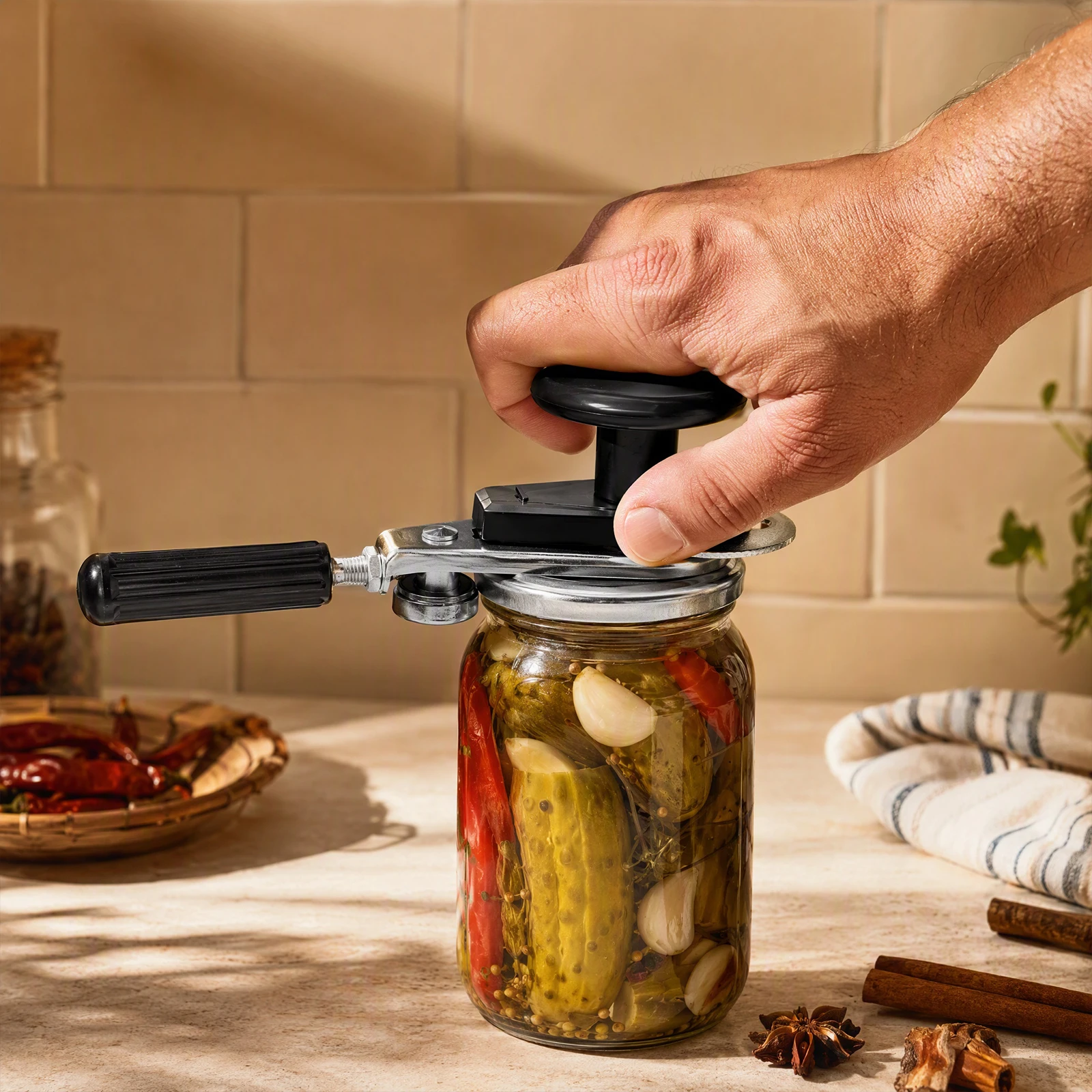 Manual Can Sealing Machine Can Lid Closer Iron ABS Anti-Slip Easy Grip Handle Food Can Closer Kitchen