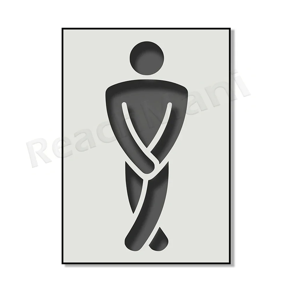 Toilet Door Sign Template - Men and Women Minimalist Poster Bathroom Sign Painting Toilet WC Wall Art Decor Poster