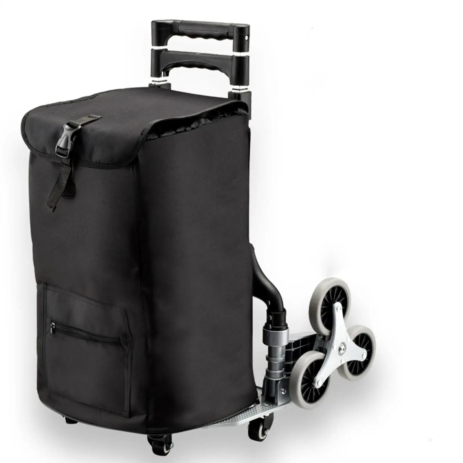 Folding Trolley Shopping Cart Storage Bag 38x26x49cm Versatile Black for Stair Climbing Utility Cart Portable Waterproof