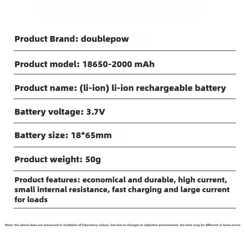 2000mAh 3.7V 18650 Lithium Rechargeable Battery Full Capacity 18650 배터리 for Small Fan Strong Light Flashlight Lamp