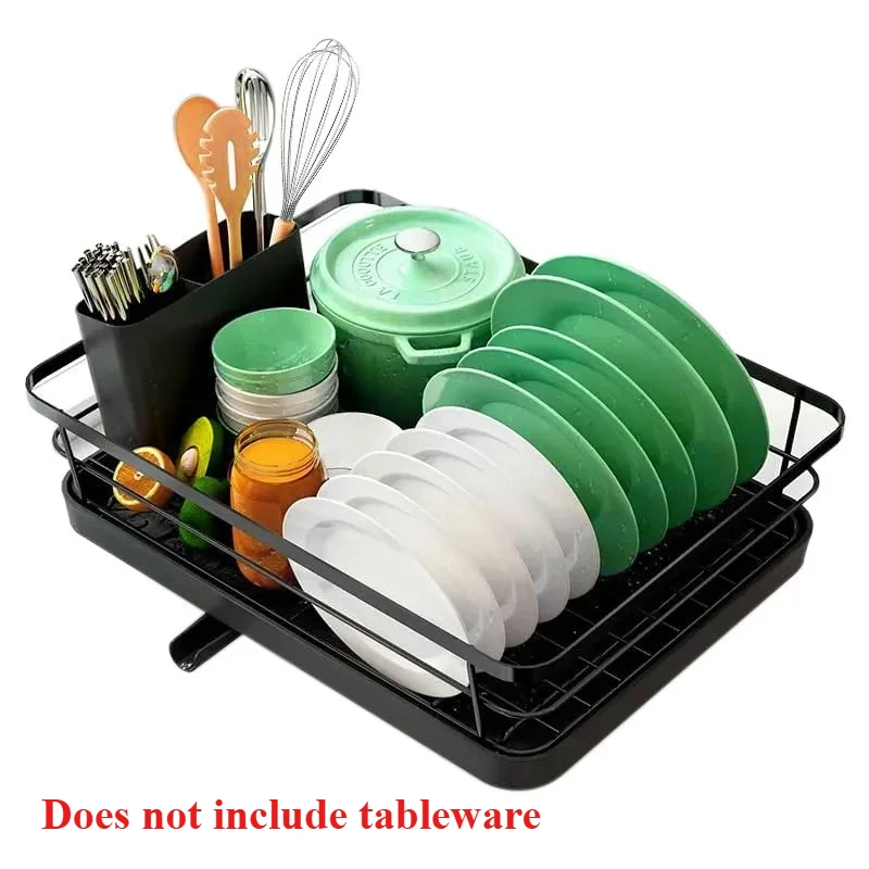 

Rust-Resistant Countertop Dish Drying Rack with Utensil Holder - Spacious Kitchen Plate Rack for Efficient Drying